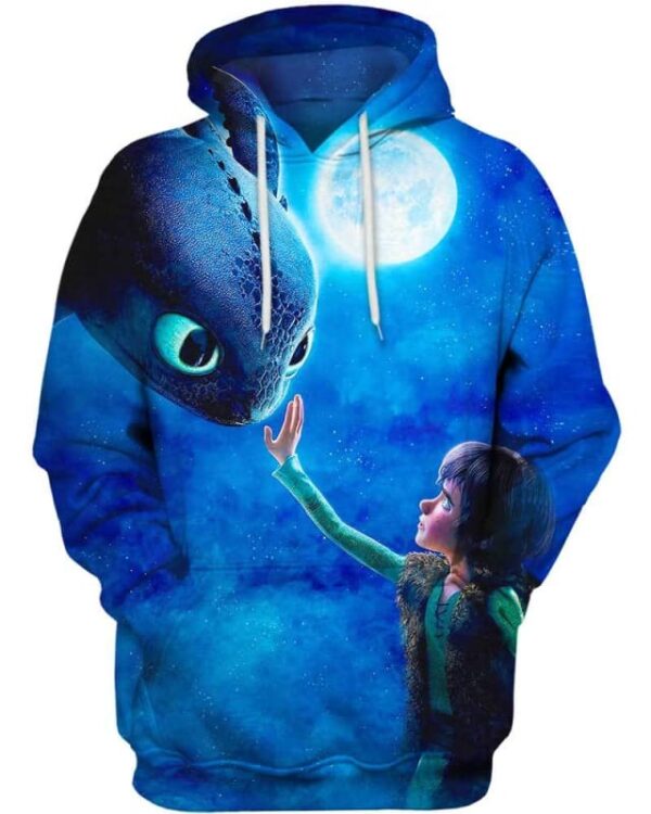 Toothless x Hiccup all over print 3d hoodie