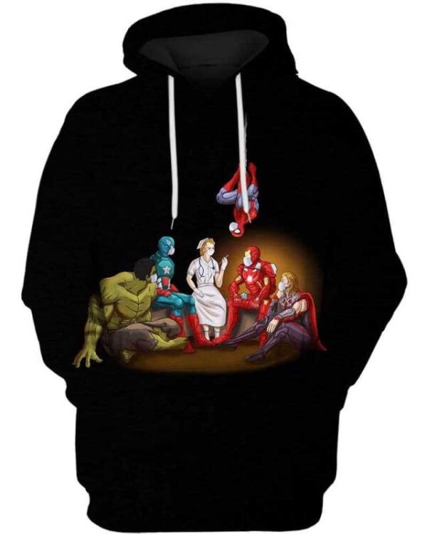 A Nurse and Heroes That’s How I Saved The World - All Over Apparel - Hoodie / S - www.secrettees.com