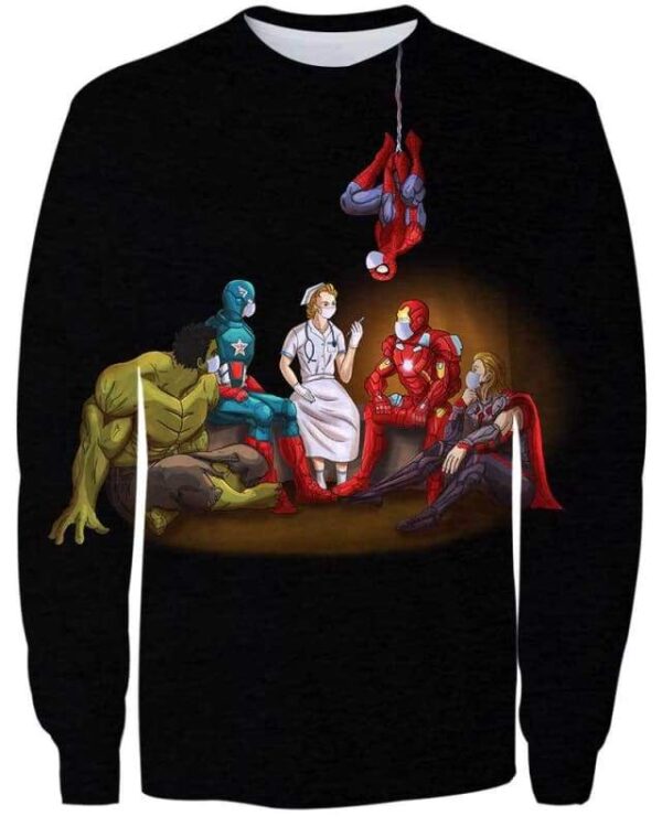 A Nurse and Heroes That’s How I Saved The World - All Over Apparel - Sweatshirt / S - www.secrettees.com