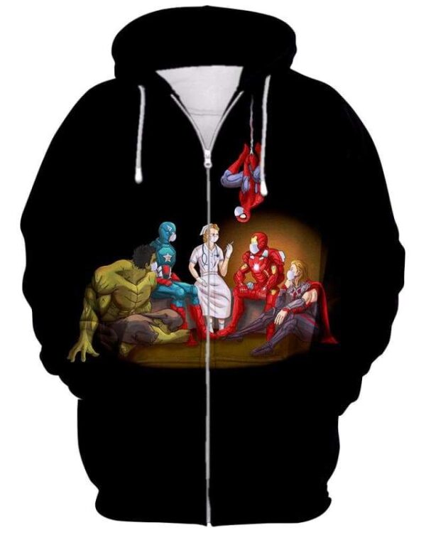A Nurse and Heroes That’s How I Saved The World - All Over Apparel - Zip Hoodie / S - www.secrettees.com