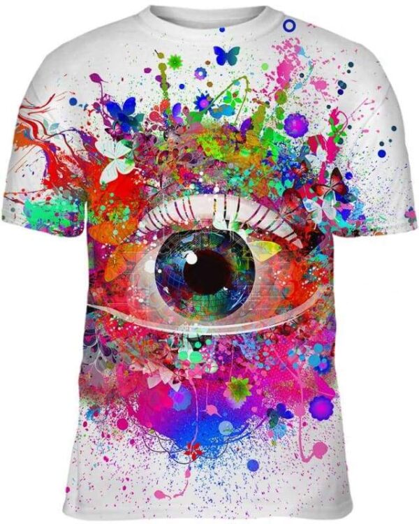 Abstract eye with butterflies and flowers on a white background - All Over Apparel - Kid Tee / S - www.secrettees.com