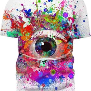 Abstract eye with butterflies and flowers on a white background - All Over Apparel - T-Shirt / S - www.secrettees.com
