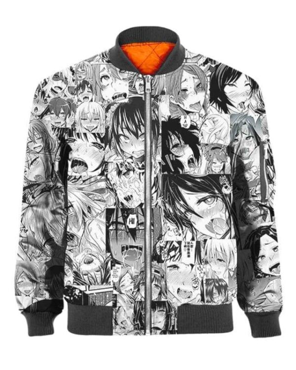 Ahegao White And Black Hot Felling - All Over Apparel - Bomber / S - www.secrettees.com
