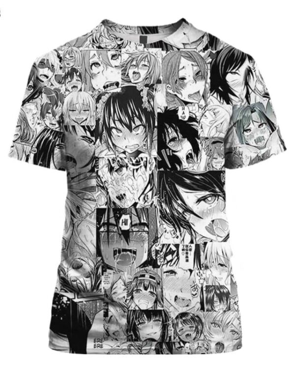 Ahegao White And Black Hot Felling - All Over Apparel - T-Shirt / S - www.secrettees.com