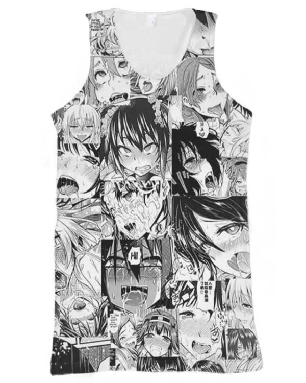 Ahegao White And Black Hot Felling - All Over Apparel - Tank Top / S - www.secrettees.com