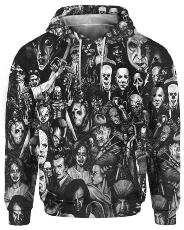 All Characters Horror - All Over Apparel - Hoodie / S - www.secrettees.com