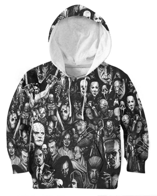 All Characters Horror - All Over Apparel - Kid Hoodie / S - www.secrettees.com