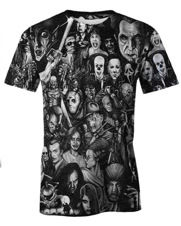 All Characters Horror - All Over Apparel - T-Shirt / S - www.secrettees.com