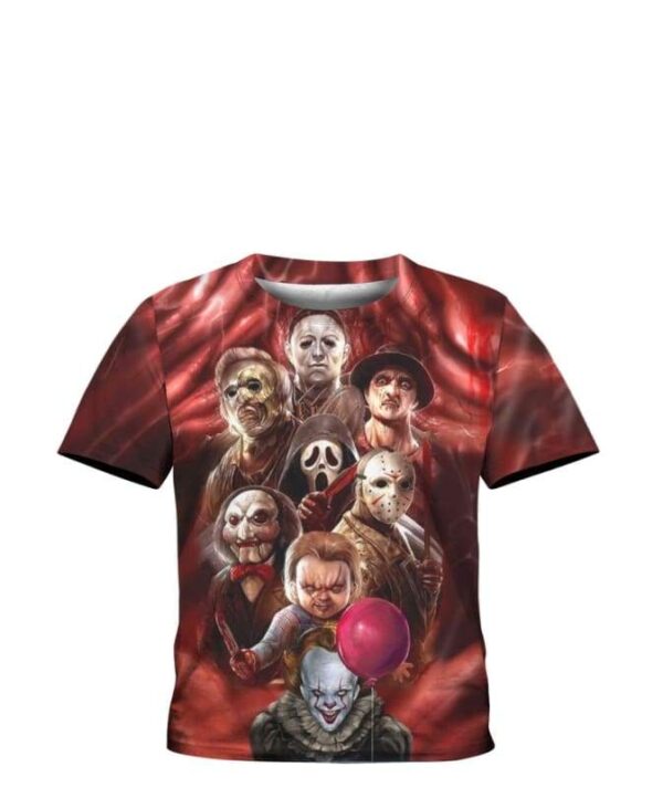 All Horror Characters Halloween - All Over Apparel - Kid Tee / S - www.secrettees.com