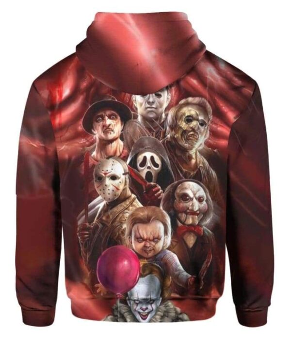All Horror Characters Halloween - All Over Apparel - www.secrettees.com