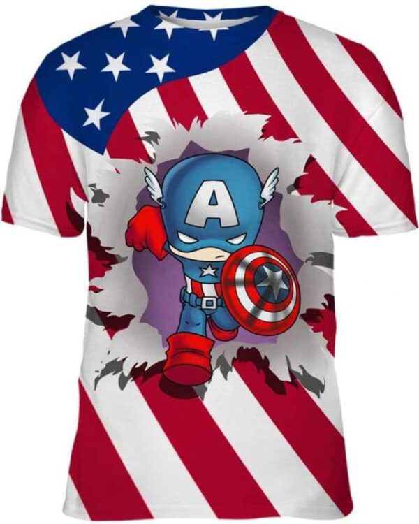 American Flag - Caption Break The Shirt - All Over Apparel - Kid Tee / S - www.secrettees.com