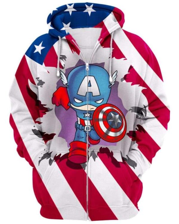 American Flag - Caption Break The Shirt - All Over Apparel - Zip Hoodie / S - www.secrettees.com