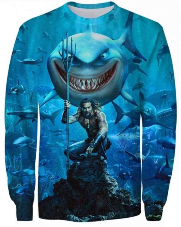 Aquaman Shark - All Over Apparel - Sweatshirt / S - www.secrettees.com