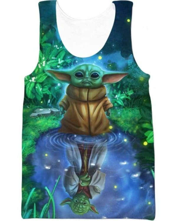 Baby Yoda Water Reflection Mirror Old Yoda - All Over Apparel - Tank Top / S - www.secrettees.com