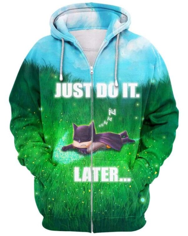 Batman - Just Do It Later - All Over Apparel - Zip Hoodie / S - www.secrettees.com