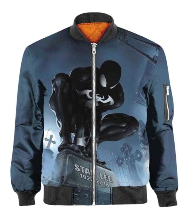 Black-Spider on The Tomb - Rip Stan Lee - All Over Apparel - Bomber / S - www.secrettees.com