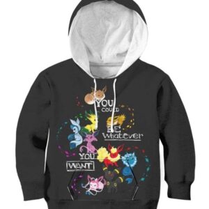 Bland Eevee You Could Be Whatever you want - All Over Apparel - Kid Hoodie / S - www.secrettees.com