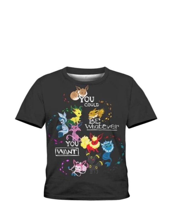 Bland Eevee You Could Be Whatever you want - All Over Apparel - Kid Tee / S - www.secrettees.com