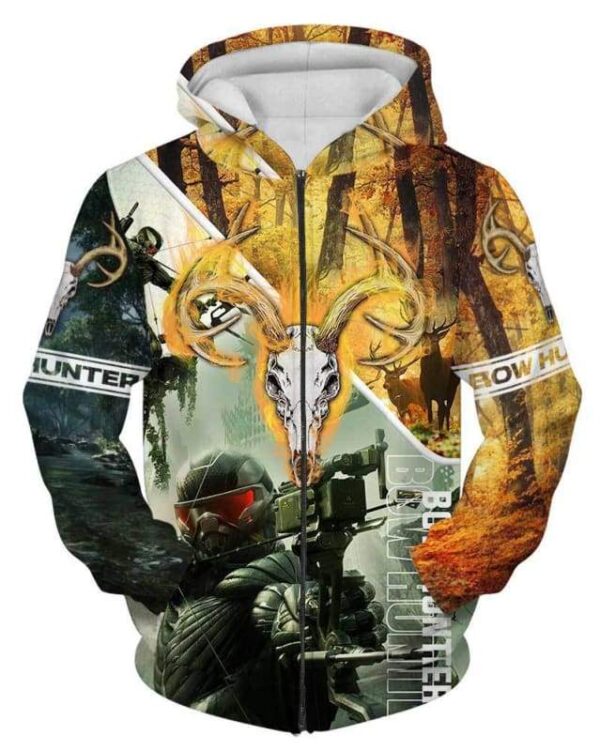 Bow Hunter - All Over Apparel - Zip Hoodie / S - www.secrettees.com