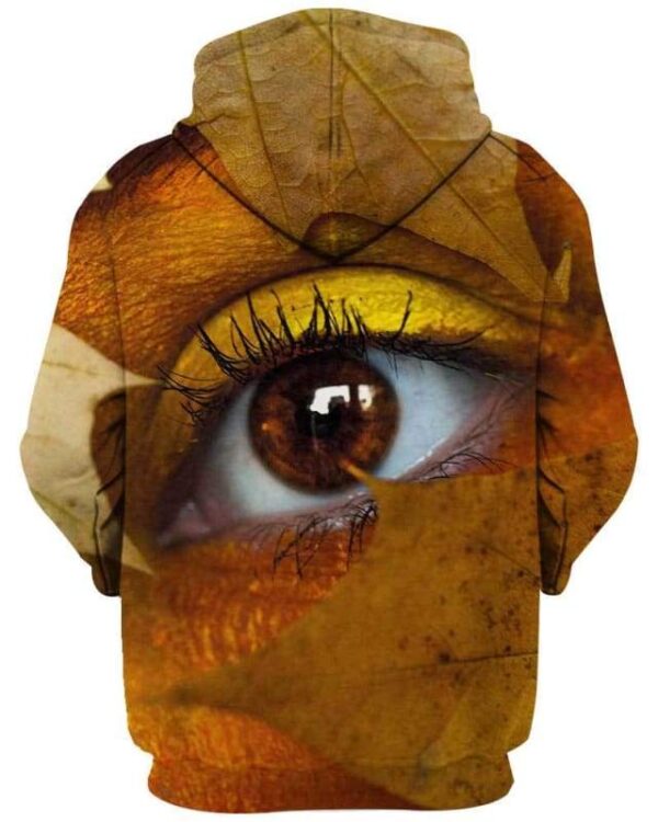 Brown Maple Leaf With Person’s Eye - All Over Apparel - www.secrettees.com