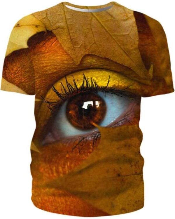 Brown Maple Leaf With Person’s Eye - All Over Apparel - T-Shirt / S - www.secrettees.com