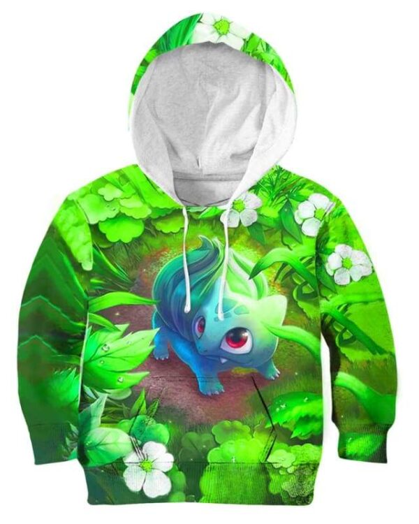 Bulbasaur In Forest - All Over Apparel - Kid Hoodie / S - www.secrettees.com