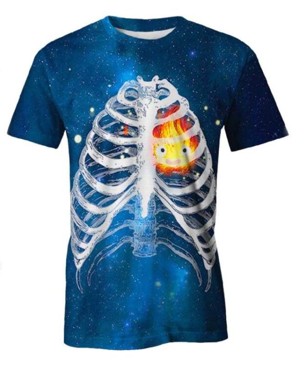 Calcifer Fire Heart - All Over Apparel - T-Shirt / S - www.secrettees.com