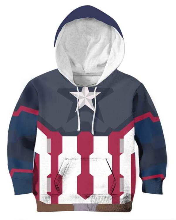 Captain America Costume - All Over Apparel - Kid Hoodie / S - www.secrettees.com