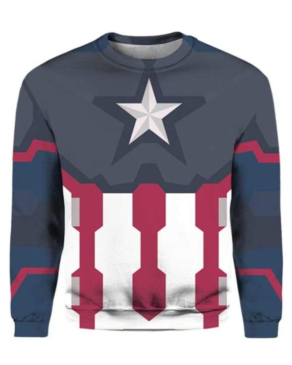 Captain America Costume - All Over Apparel - Sweatshirt / S - www.secrettees.com