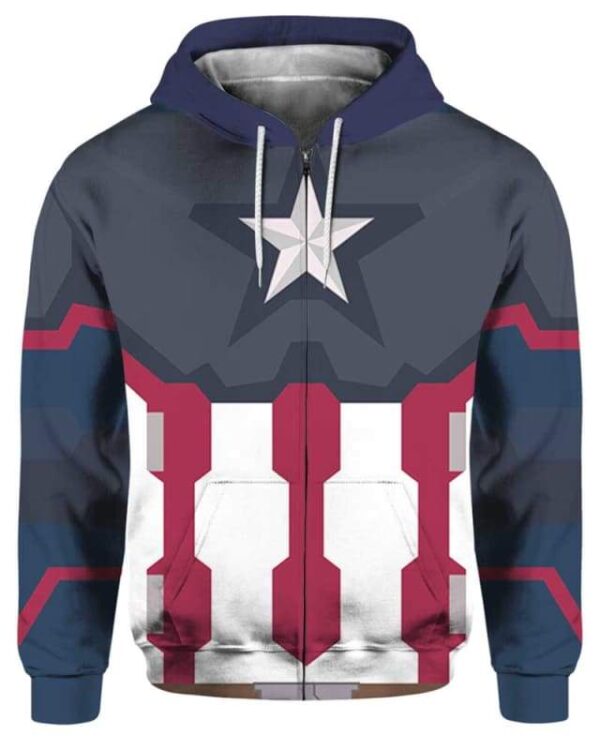 Captain America Costume - All Over Apparel - Zip Hoodie / S - www.secrettees.com