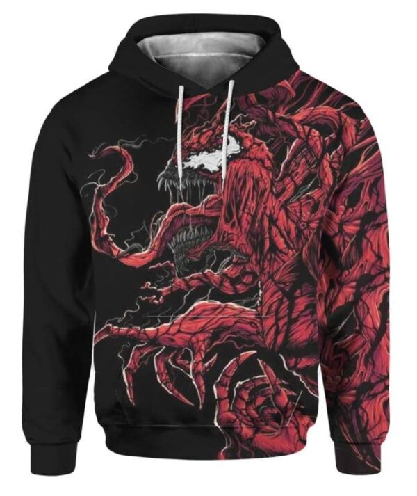 Carnage 3D - Black Background - All Over Apparel - Hoodie / S - www.secrettees.com