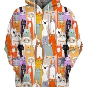 Cat 3D Colorful - All Over Apparel - Hoodie / S - www.secrettees.com