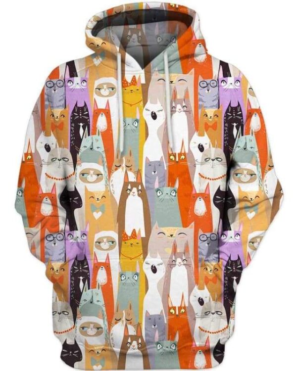 Cat 3D Colorful - All Over Apparel - Hoodie / S - www.secrettees.com
