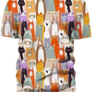 Cat 3D Colorful - All Over Apparel - T-Shirt / S - www.secrettees.com