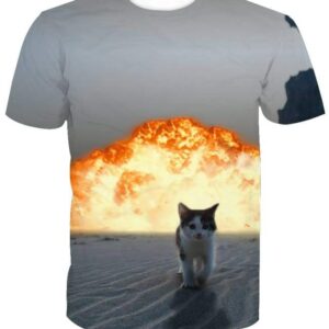 Cat Explosion Cutest Kitten Walking Away From a Fiery Explosion 3D T-shirt - All Over Apparel - T-Shirt / S - www.secrettees.com