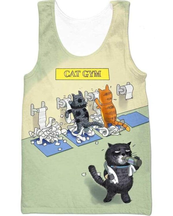 Cat Gym - All Over Apparel - Tank Top / S - www.secrettees.com