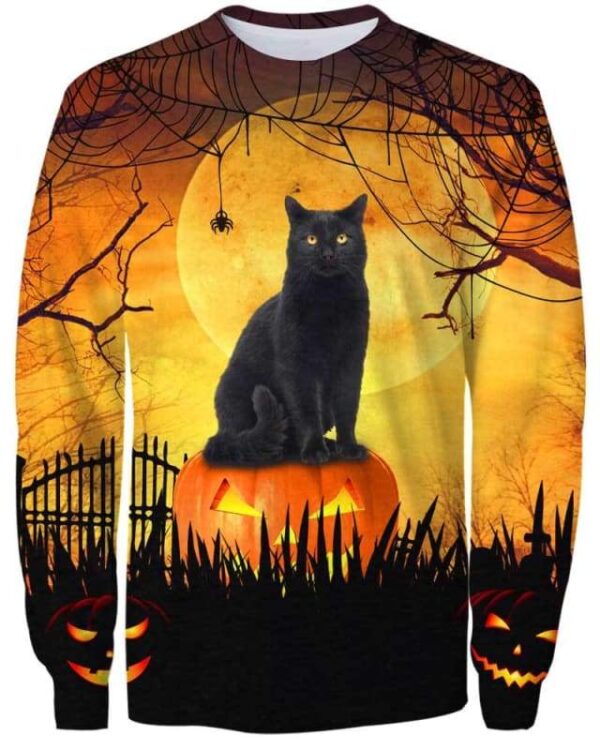 Cat Halloween - All Over Apparel - Sweatshirt / S - www.secrettees.com