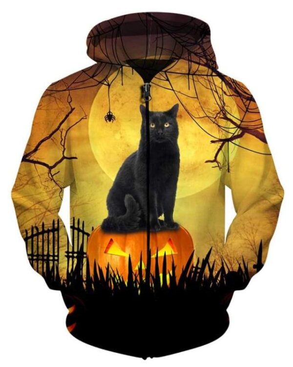 Cat Halloween - All Over Apparel - Zip Hoodie / S - www.secrettees.com
