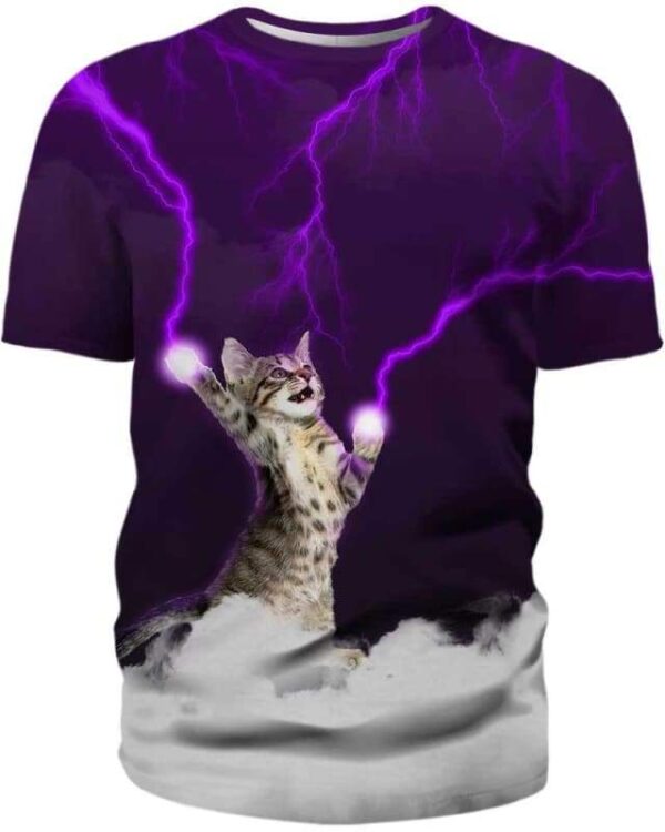 Cat & Lightening - All Over Apparel - T-Shirt / S - www.secrettees.com