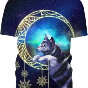 Cat Moon - All Over Apparel - T-Shirt / S - www.secrettees.com