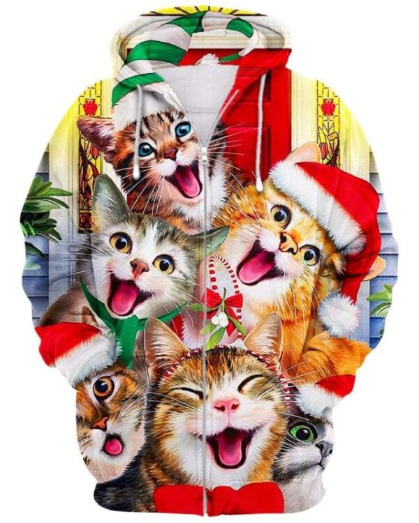 Cat Noel - All Over Apparel - Zip Hoodie / S - www.secrettees.com