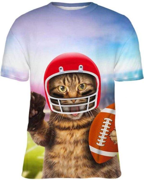 Cat playing American Football - All Over Apparel - Kid Tee / S - www.secrettees.com