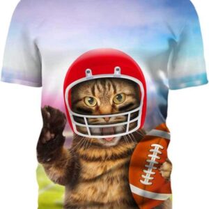 Cat playing American Football - All Over Apparel - T-Shirt / S - www.secrettees.com