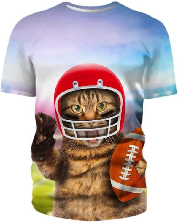 Cat playing American Football - All Over Apparel - T-Shirt / S - www.secrettees.com