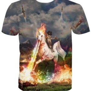 Cat Riding Unicorn 3D T-shirt - All Over Apparel - T-Shirt / S - www.secrettees.com
