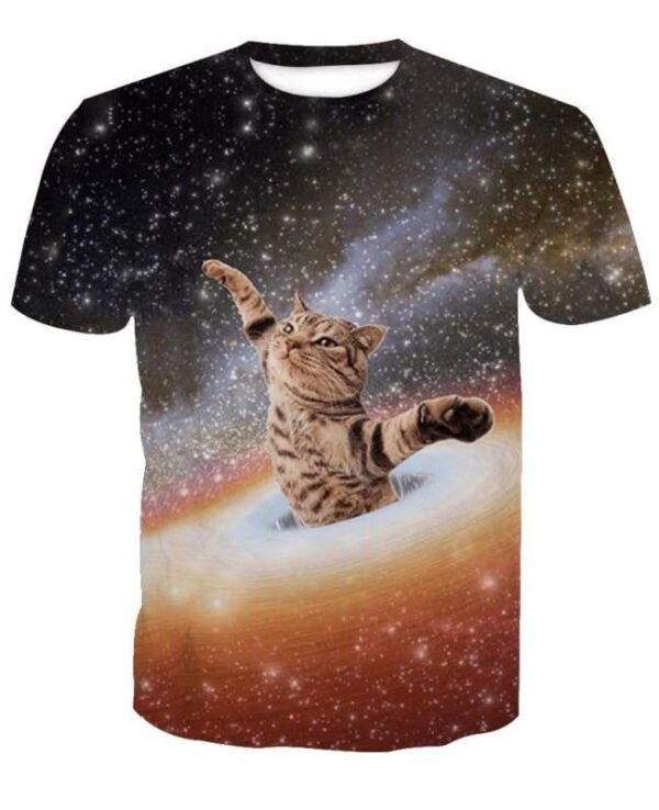 Cat Space Galaxy Hug T-shirt All Over Print