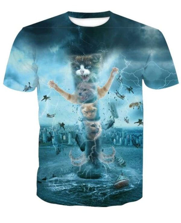 Cat Storm 3D T-shirt - All Over Apparel - T-Shirt / S - www.secrettees.com