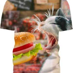 Cat vs Hamburger - All Over Apparel - T-Shirt / S - www.secrettees.com