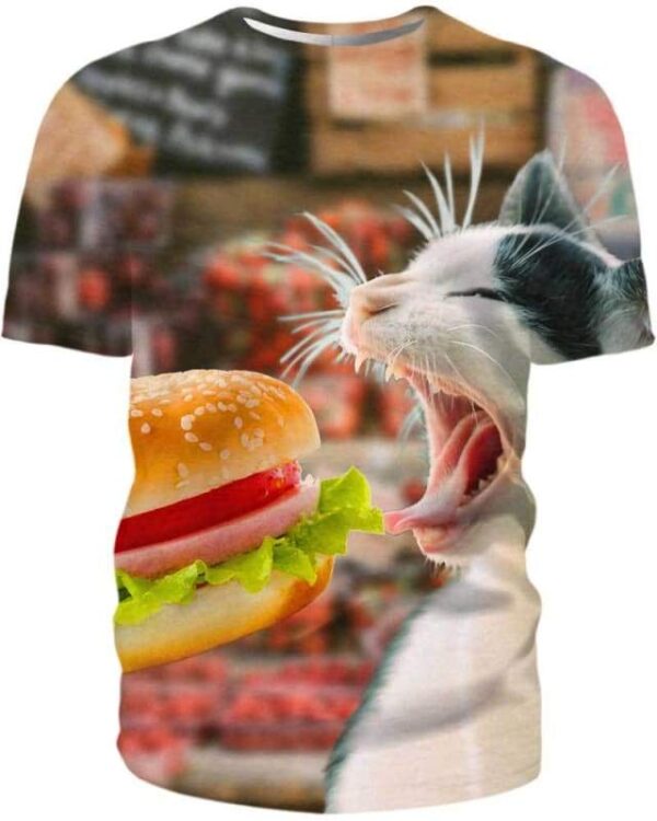 Cat vs Hamburger - All Over Apparel - T-Shirt / S - www.secrettees.com