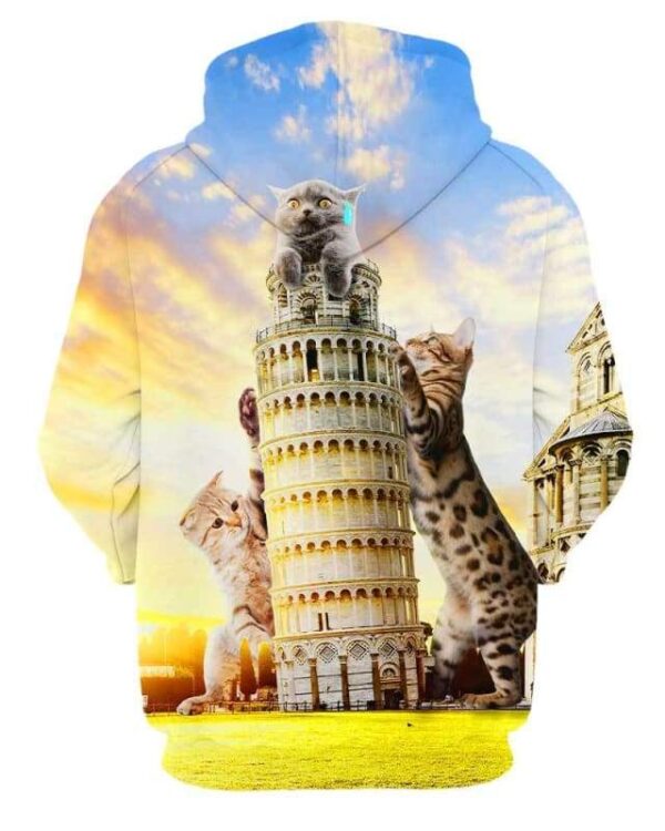 Cats and Tower of Pisa - All Over Apparel - www.secrettees.com